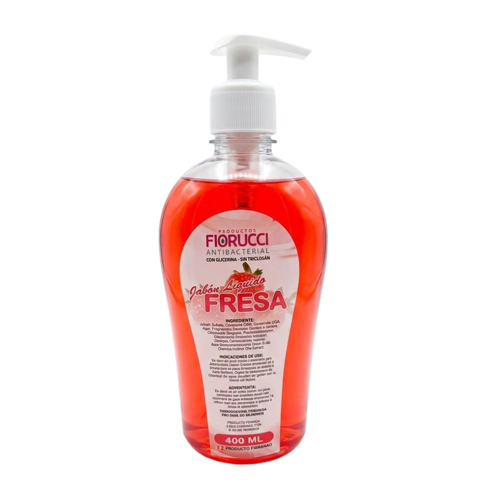 Jabón Líquido Antibacterial Fiorucci Aroma Fresa Frasco 400ml