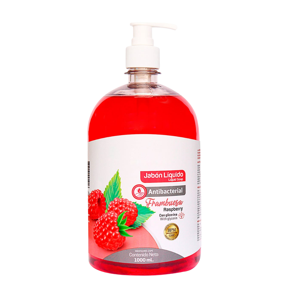 Jabón Líquido Antibacterial de Frambuesa Frasco 1Lt