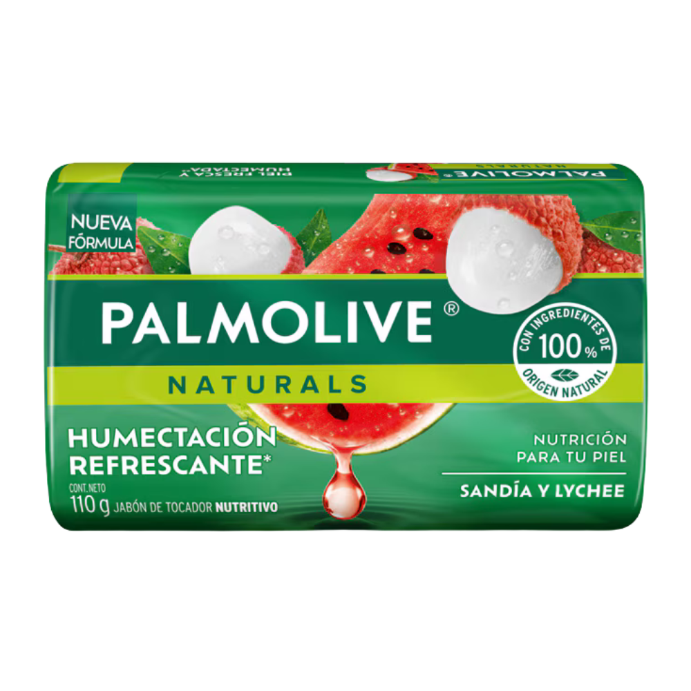 Jabón de tocador Palmolive Natural Sandia y Lyche en Barra 110gr