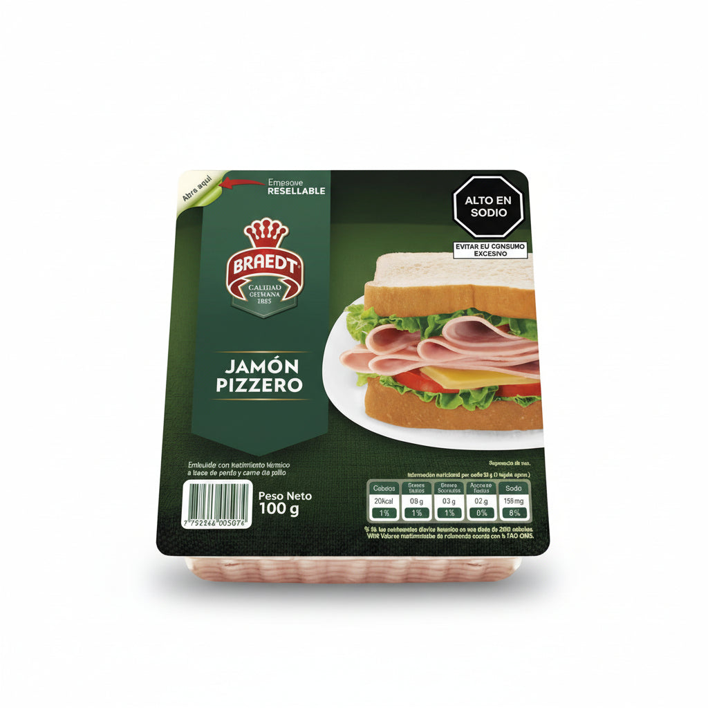 Jamón Pizzero Braedt 100gr