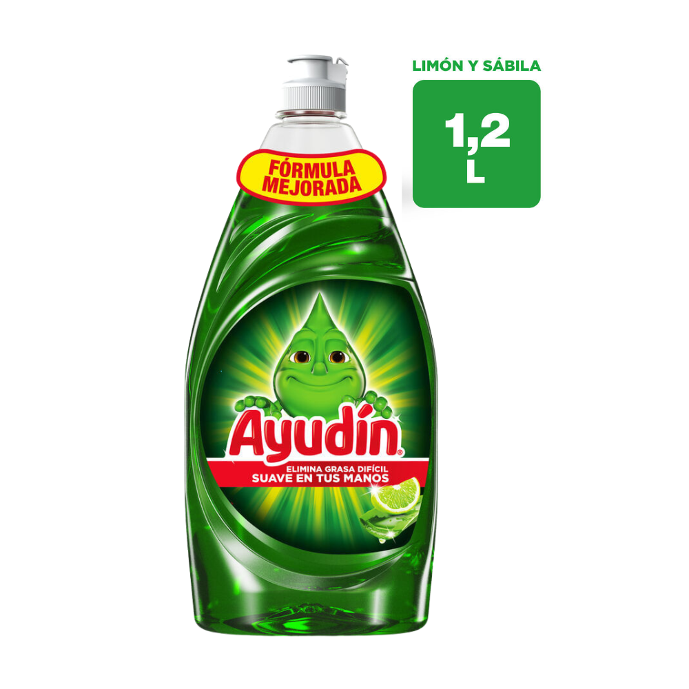 Lavavajilla Líquido Ayudín Limón y Sábila 1.2Lt