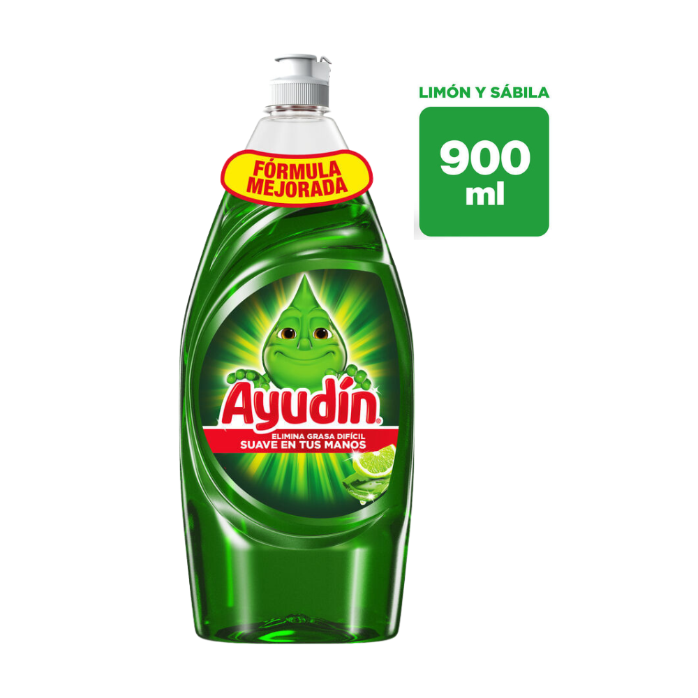 Lavavajilla Líquido Ayudín Limón y Sábila Frasco 900ml