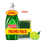 Lavavajilla Líquido Ayudin Limón y Sábila 640ml + Esponja
