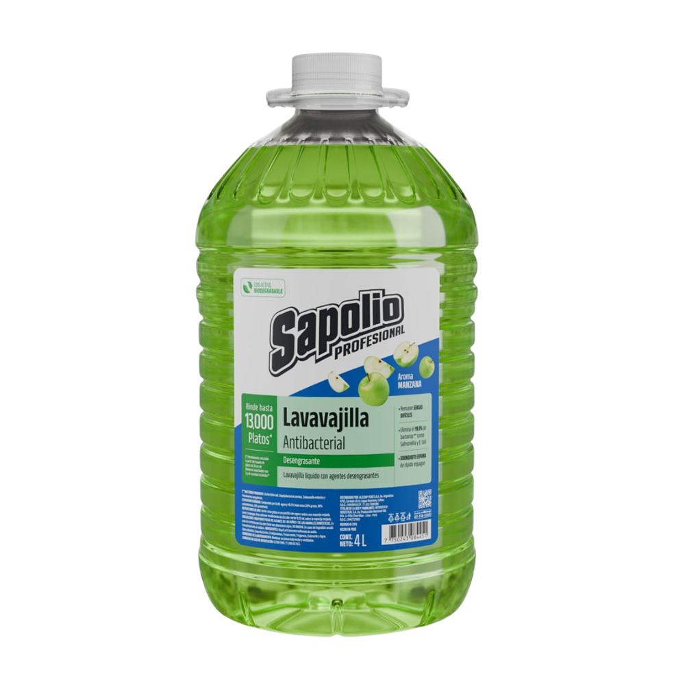 Lavavajilla Líquido Sapolio Aroma Manzana Galón 5Lt