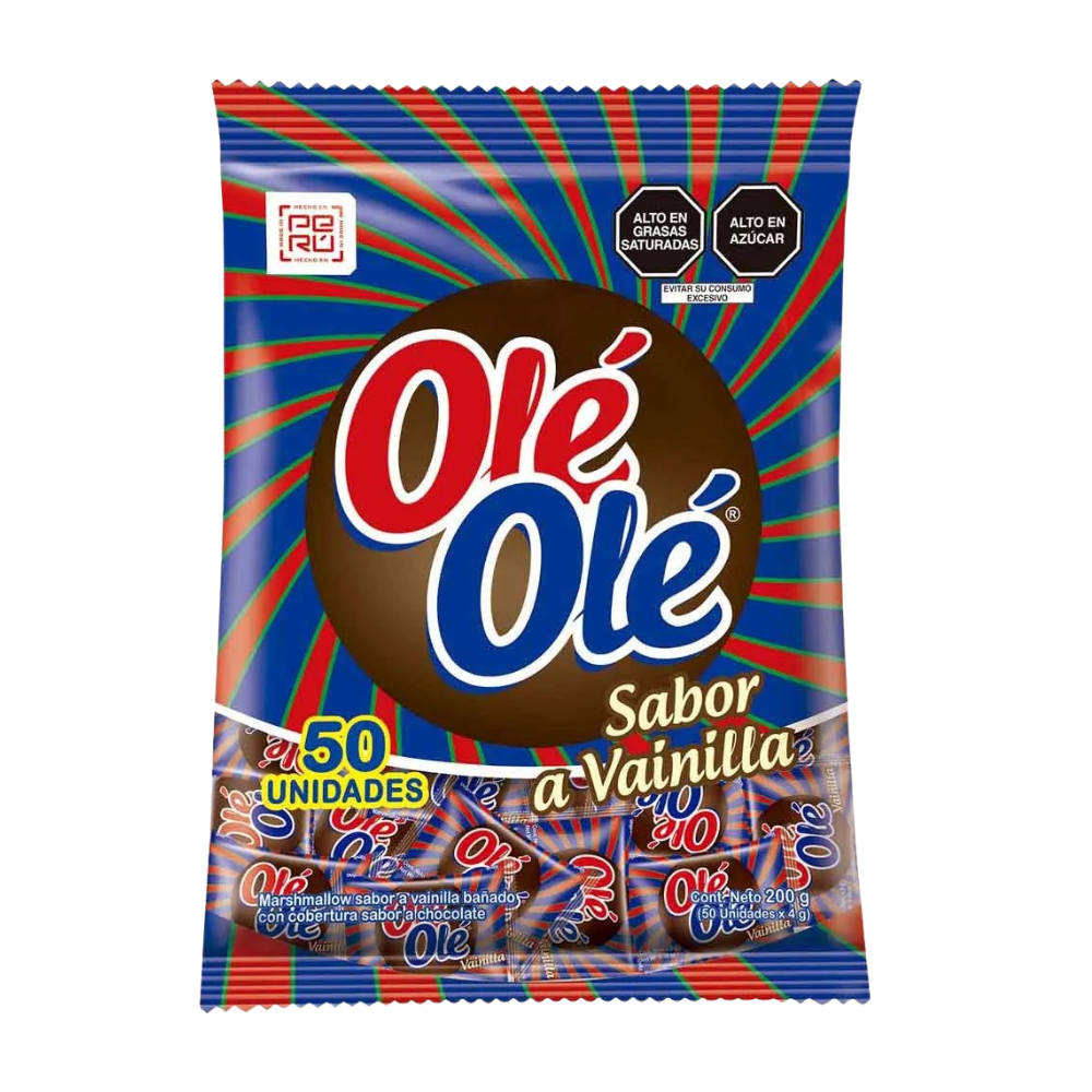 Marshmallows Sabor Vainilla Ole Ole Bolsa 200gr 50un.