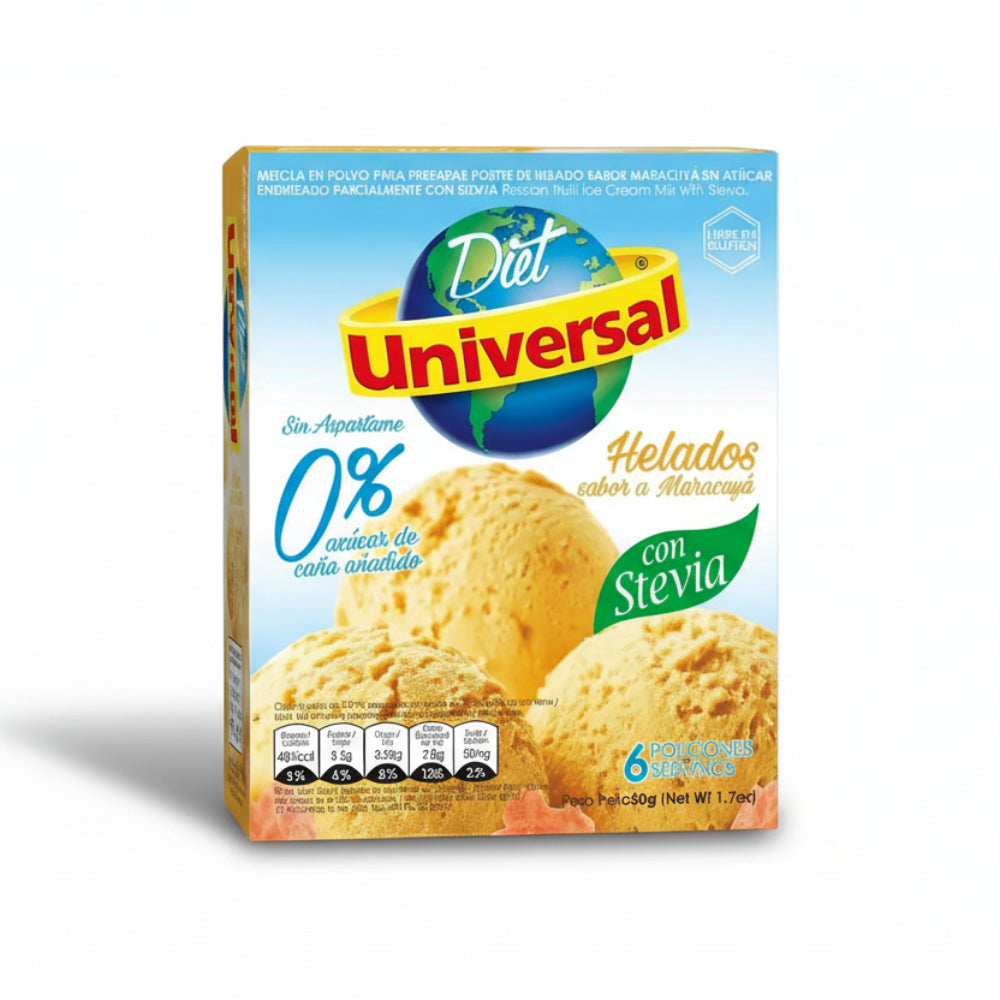 Mezcla de Helado en Polvo con Stevia Universal Sabor Maracuya 50gr