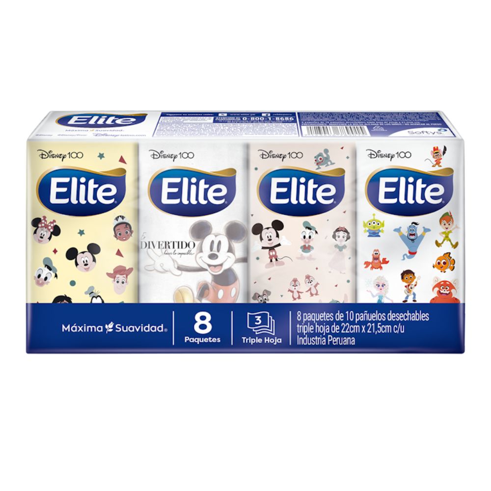 Pañuelos Elite Disney Aloe Vera Triple Hoja Pack 8un
