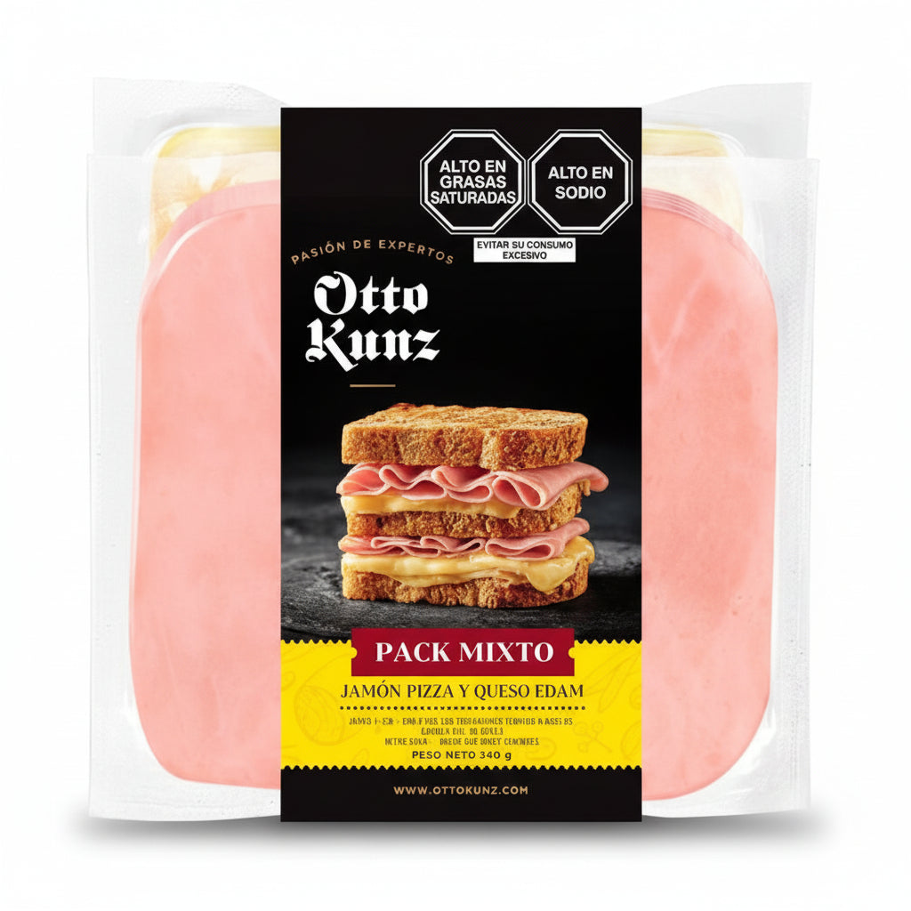 Pack Mixto Jamón Pizza y Queso Edam Otto Kunz Paquete 340gr