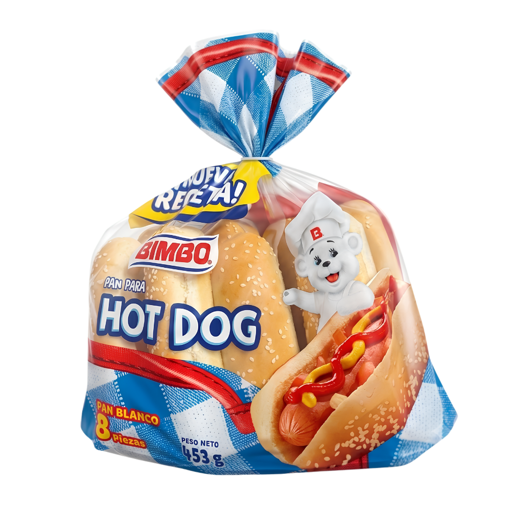 Pan Hot Dog Bimbo 8un. Bolsa 453 gr