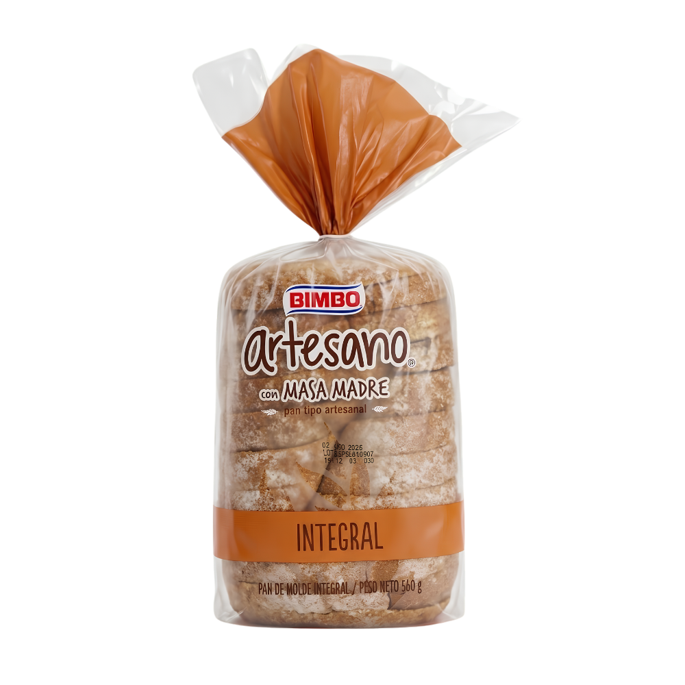 Pan de Molde Bimbo Artesano Integral Bolsa 560 gr