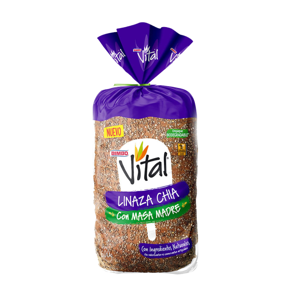 Pan de Molde Bimbo Multicereal Vital con Linaza y chia Bolsa 600 gr