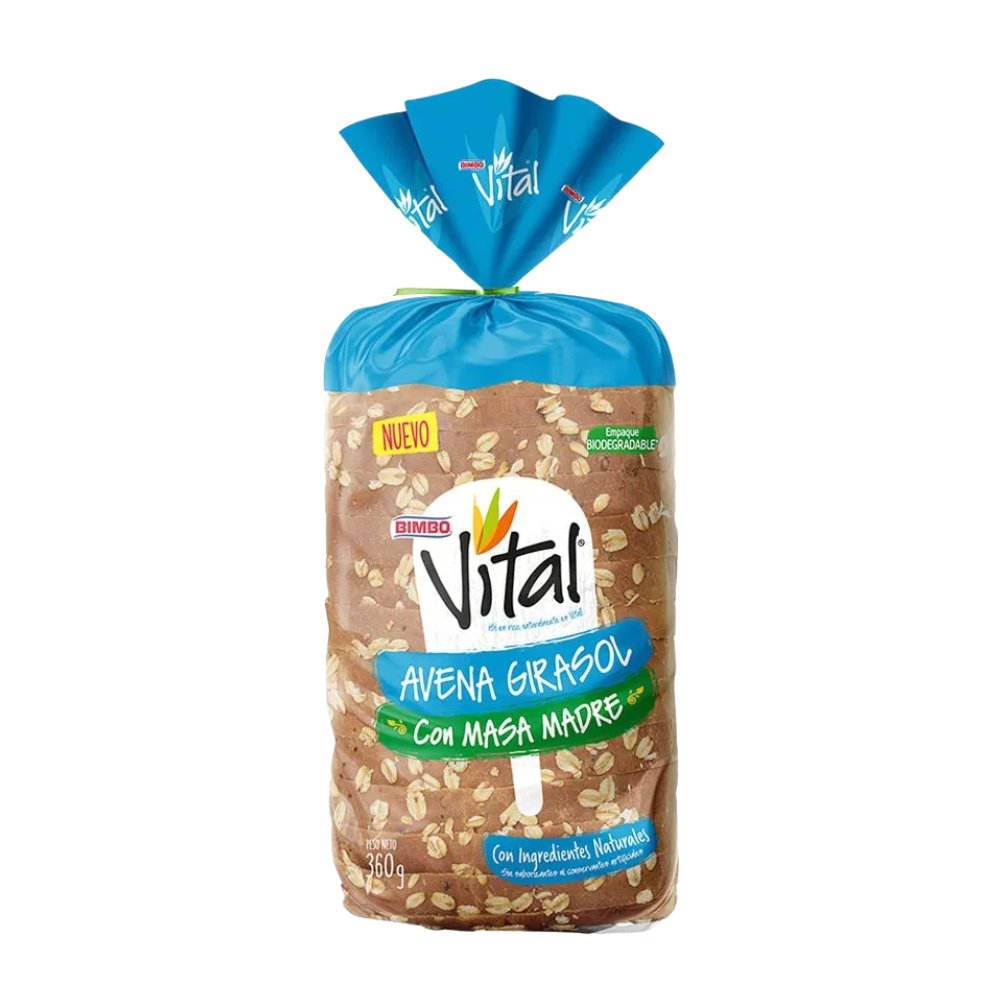 Pan de Molde Blanco Bimbo Vital de Avena y Girasol Bolsa 360 gr