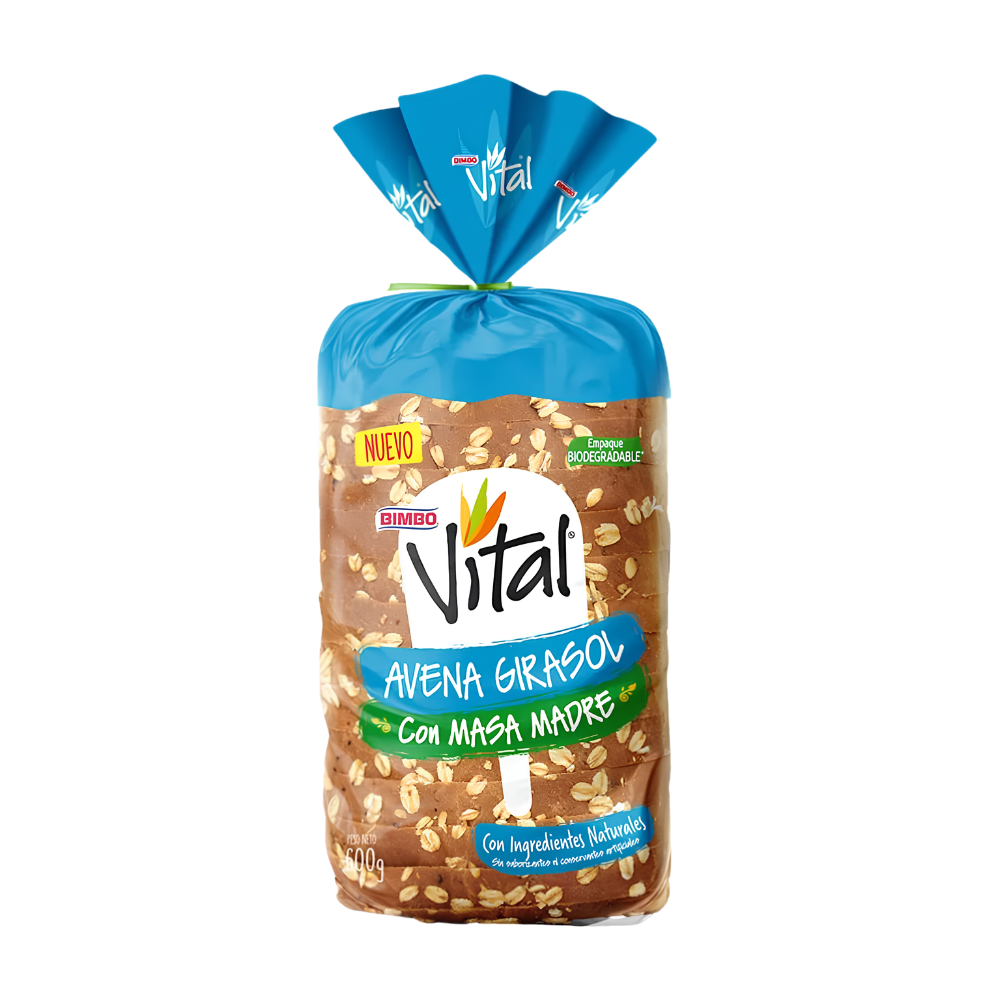 Pan de Molde Blanco Bimbo Vital de Avena y Girasol Bolsa 600 gr