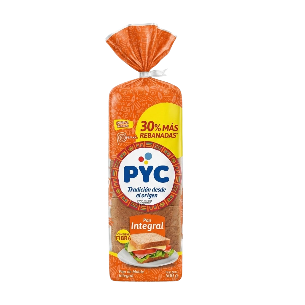 Pan de Molde PYC integral familiar Bolsa 500 gr