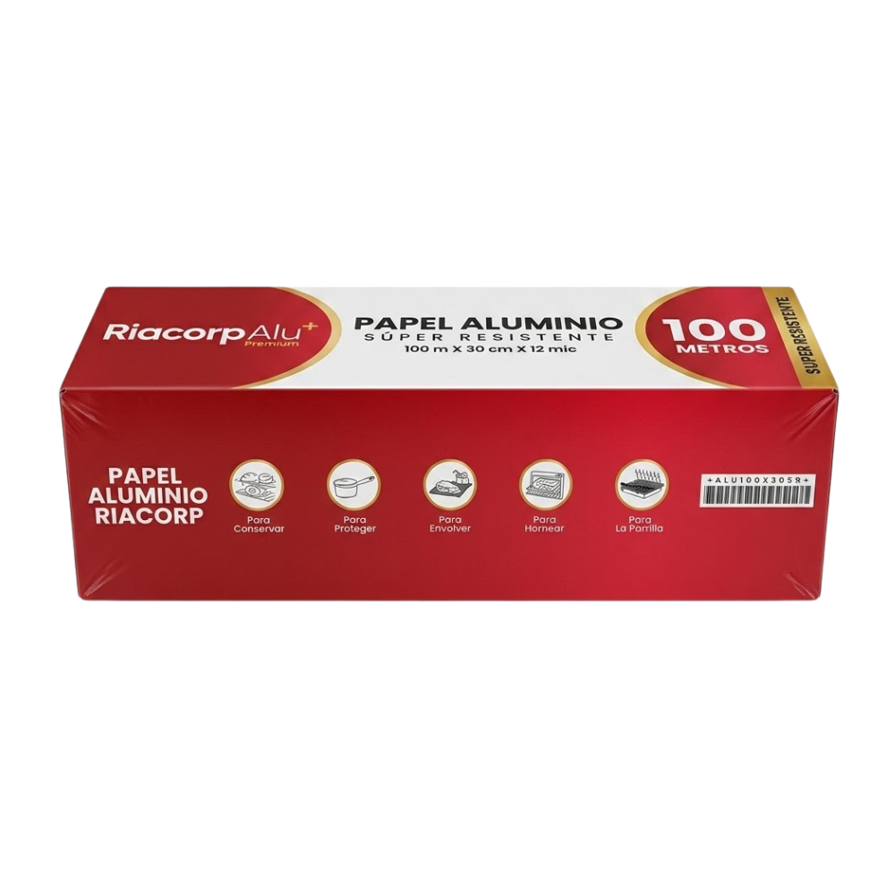Papel Aluminio Riacorp en Rollo 30 cm x 100 m