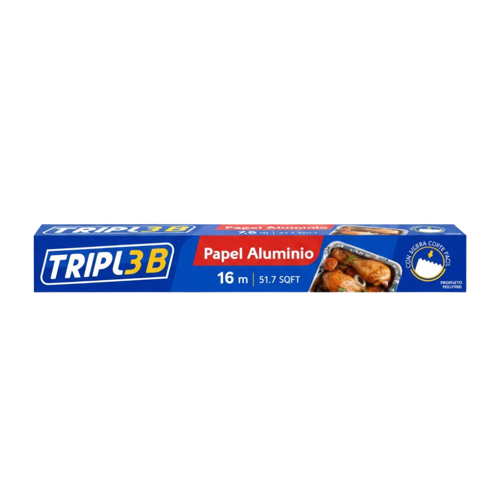 Papel Aluminio Triple B en Rollo 30 cm x 16 m – Plaza Multipack