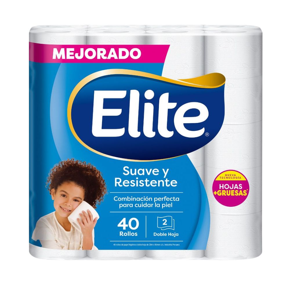 Papel Higiénico Doble Hoja Elite Suave y Resiste Paquete 4un