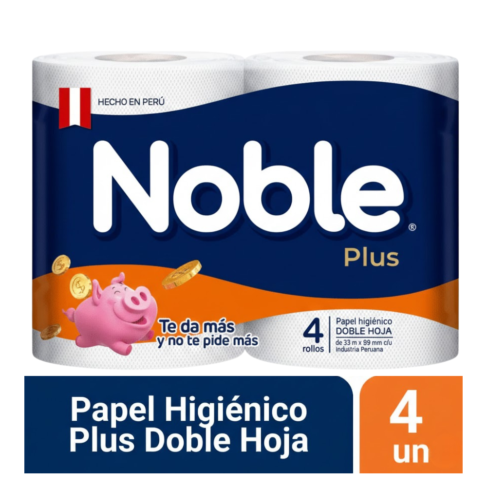 Papel Higiénico Doble Hoja Noble Ahorro Plus 30 m Paquete 4un