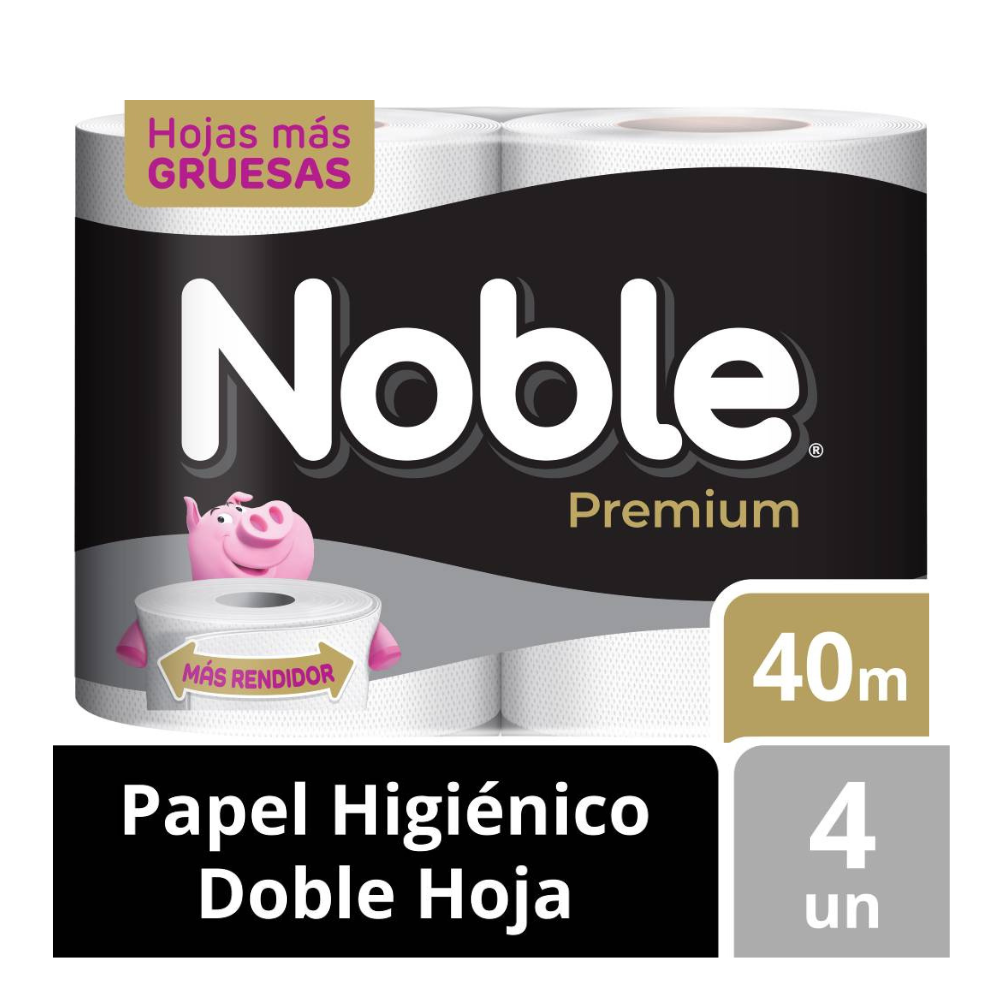 Papel Higiénico Doble Hoja Noble Premium 40 m Paquete 4un