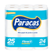 Papel Higiénico Doble Hoja Paracas Celeste 25 m Paquete 24un