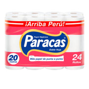 Papel Higiénico Doble Hoja Paracas Rojo 20 m Paquete 24un