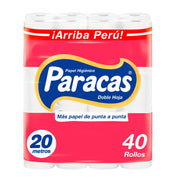 Papel Higiénico Doble Hoja Paracas Rojo 20 m Paquete 40un