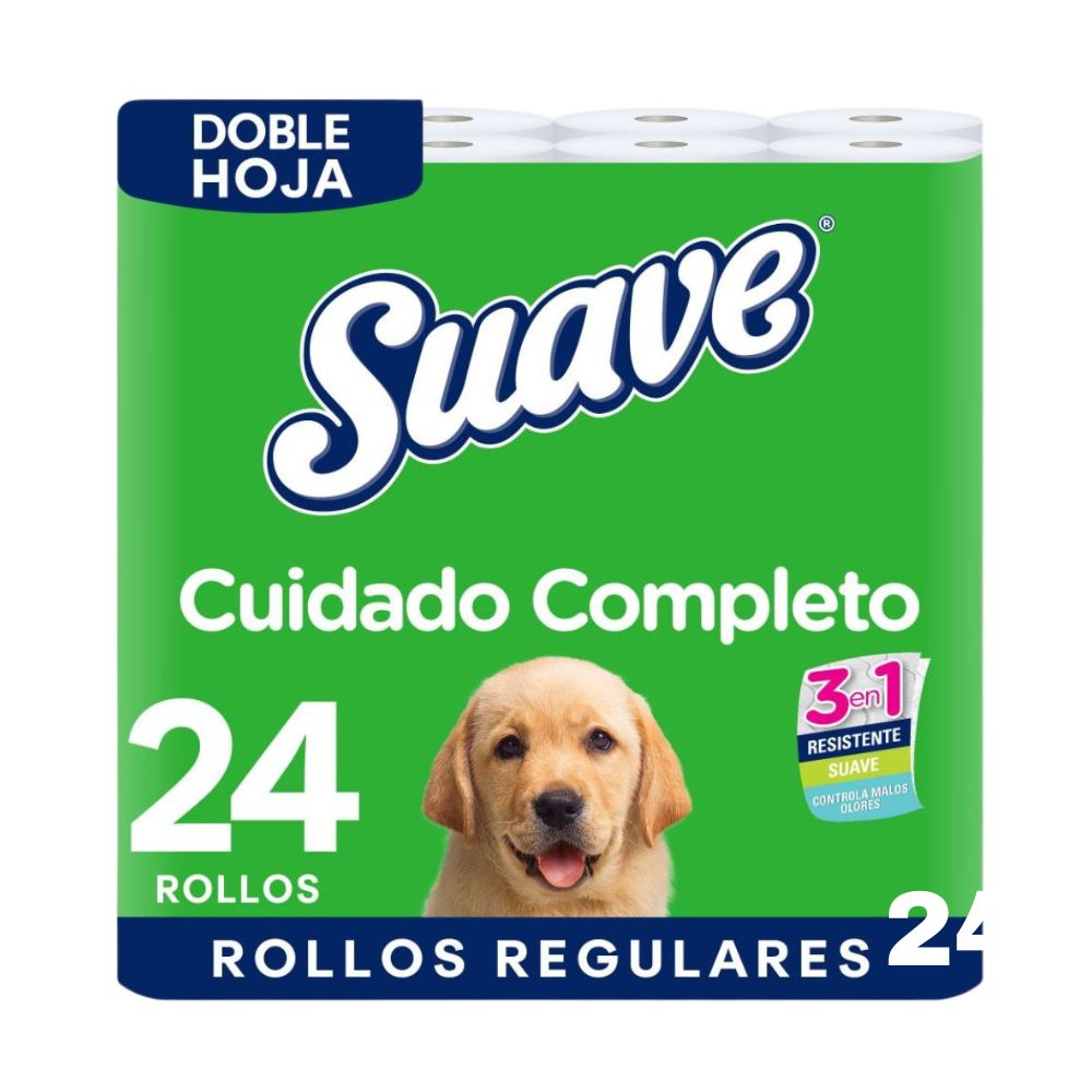 Papel Higiénico Doble Hoja Suave Cuidado Completo Paquete 24un