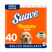 Papel Higiénico Doble Hoja Suave Resiste Max Paquete 40un