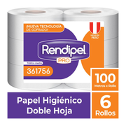 Papel Higiénico Rendipel Pro 100m Paquete 6 Rollos