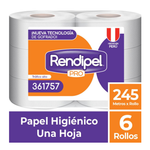 Papel Higiénico Rendipel Pro 245m Paquete 6 Rollos
