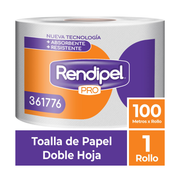 Papel Toalla Doble Hoja 100m Rendipel 500 hojas