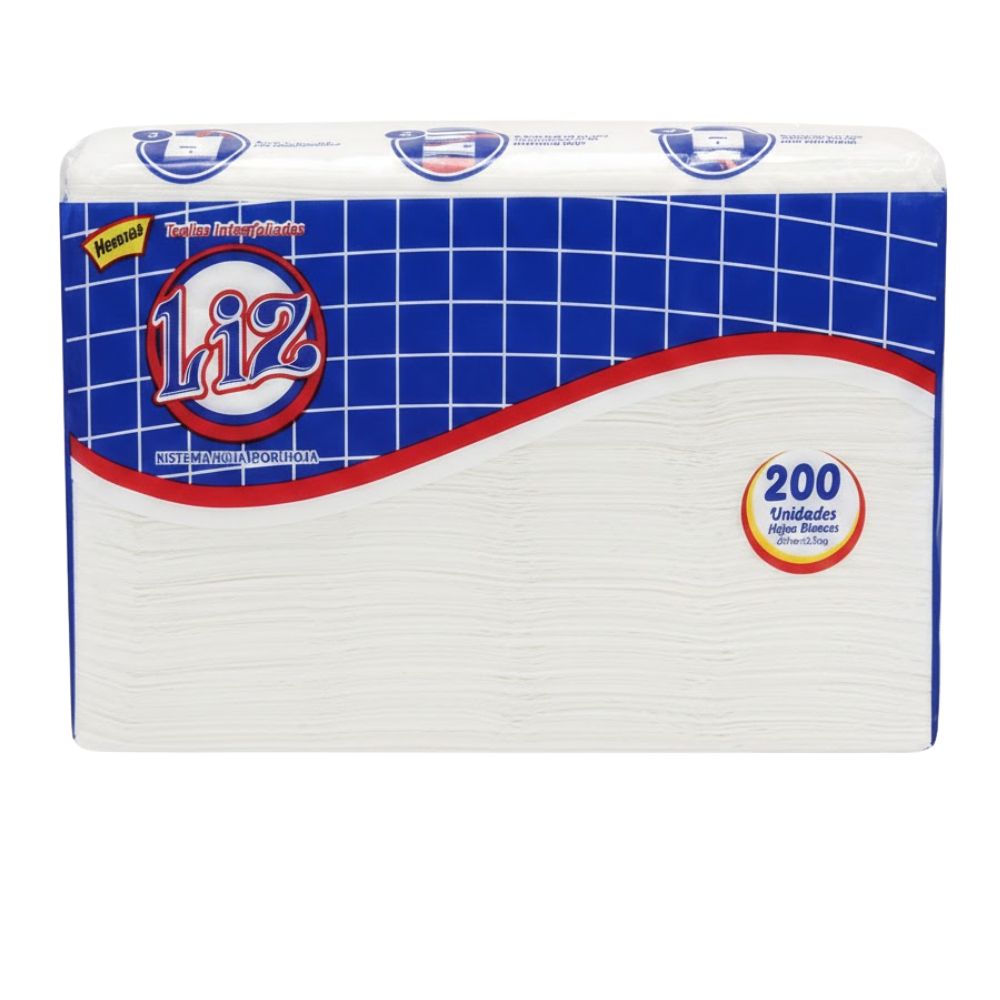 Papel Toalla Interfoliado Liz Blanco 200 Hojas
