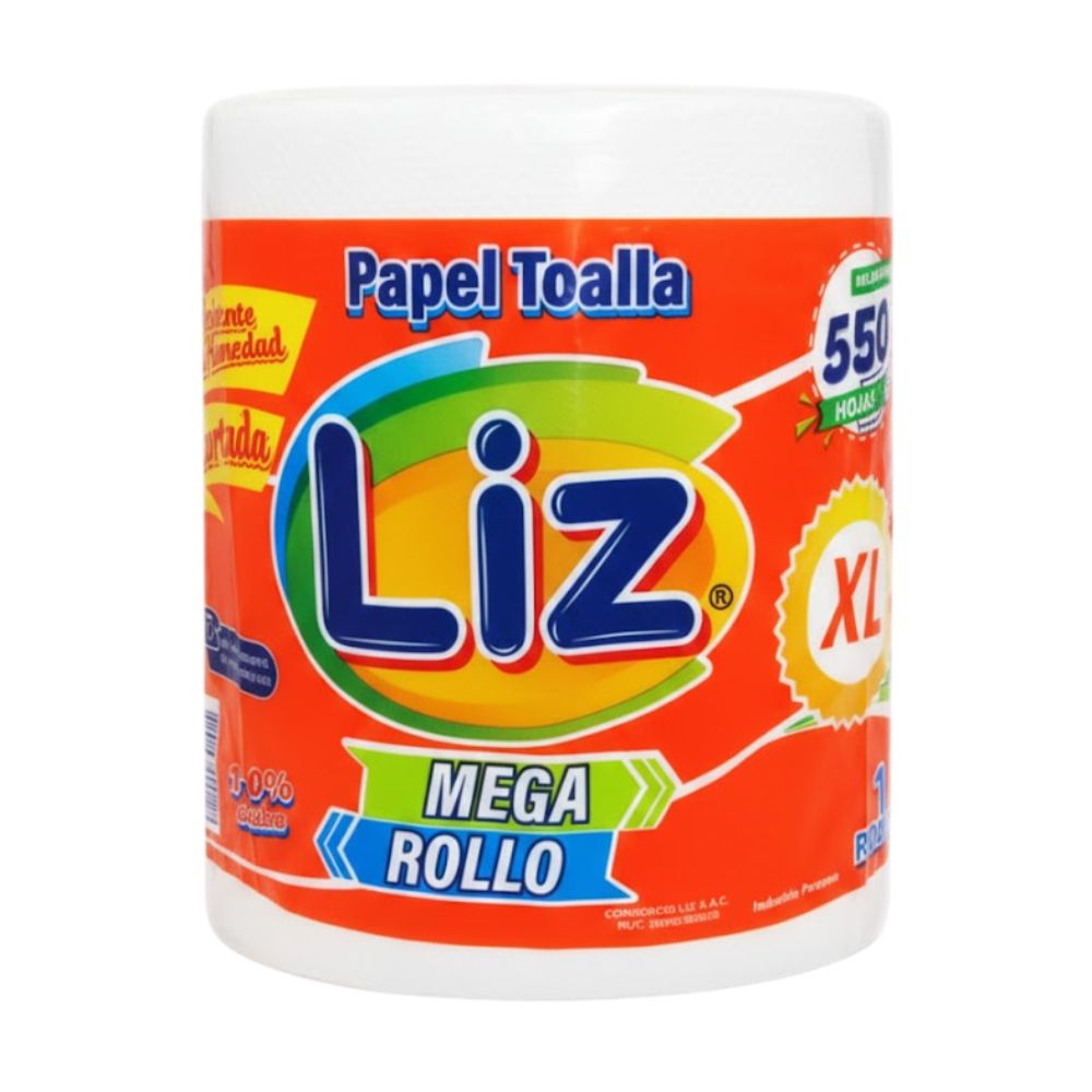 Papel Toalla Liz Mega Rollo Precortado 550 Hojas