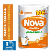 Papel Toalla Nova Clásica Doble Hoja Absorbente 84 Hojas