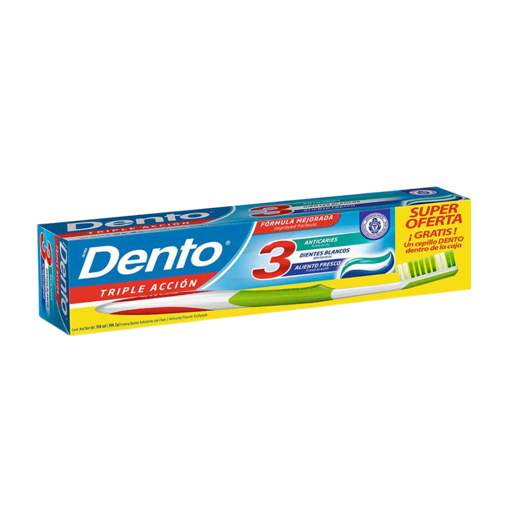 Pasta Dental Triple Accion Dento 150ml + Cepillo
