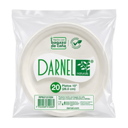 Plato Biodegradable 10" 26cm Darnel Naturals Bagazo de Caña Paquete x 20 un.