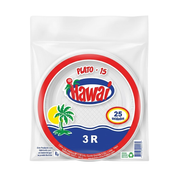 Plato Descartable Hawai 15 3R Blanco Paquete 25un.
