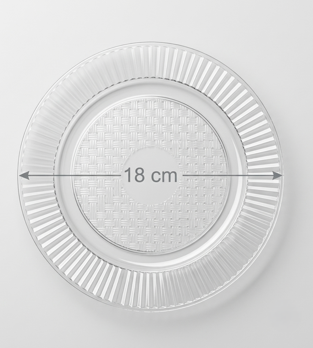 Plato Descartable Hawai 18 3R Transparente Paquete 25un.