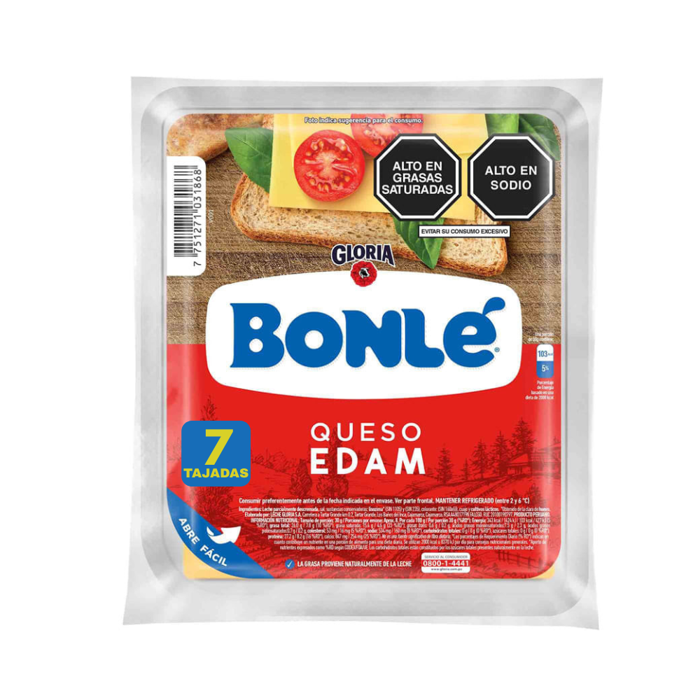 Queso Edam Bonle 7 Tajadas 90gr