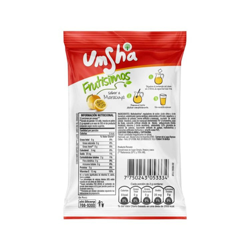 Refresco Instantáneo Umsha  Frutisimo Maracuyá 20g