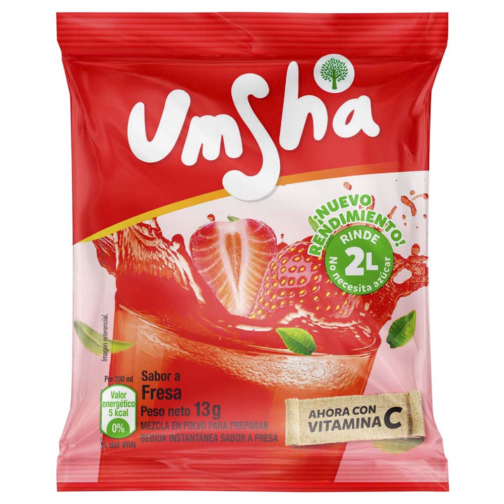 Refresco Instantáneo Umsha Sabor Fresa Sobre 15gr