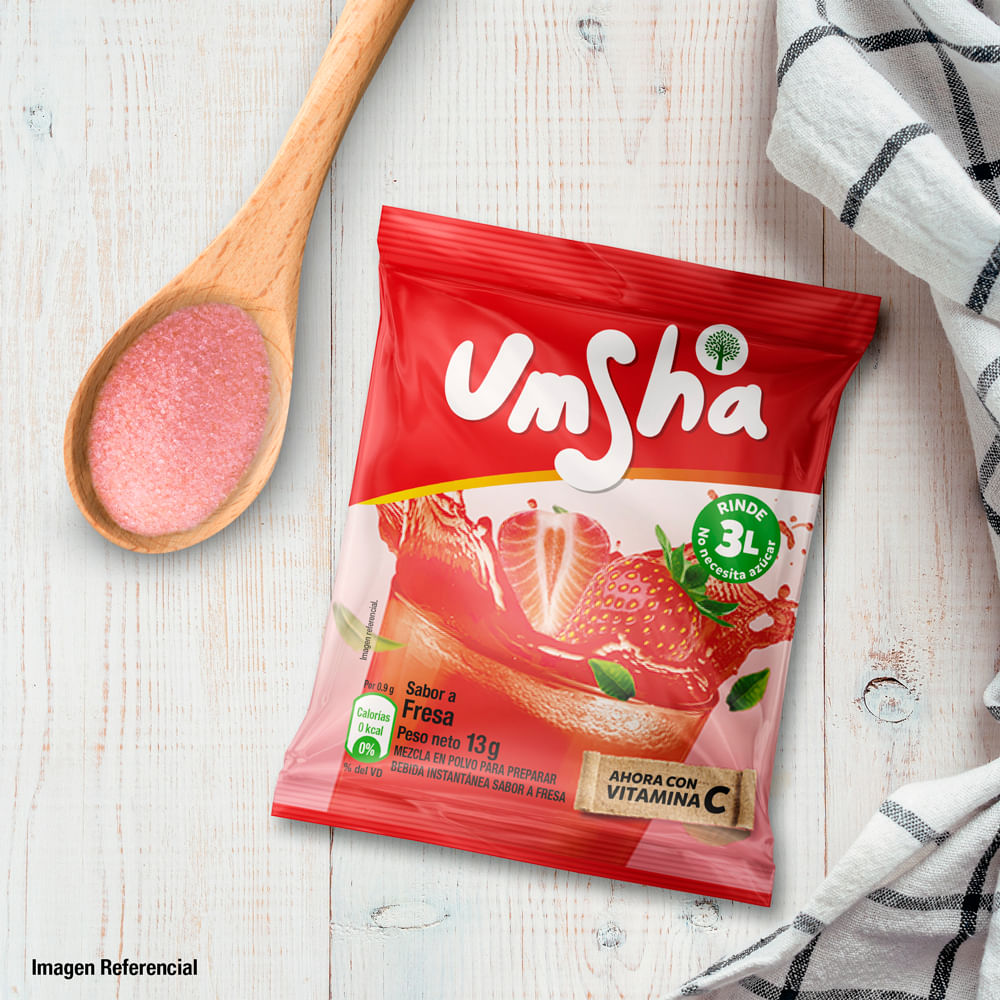 Refresco Instantáneo Umsha Sabor Fresa Sobre 15gr