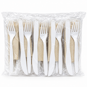 Set Tenedor + Cuchillo Fécula de Maíz Inecoware con Servilleta Paquete x 25 un.