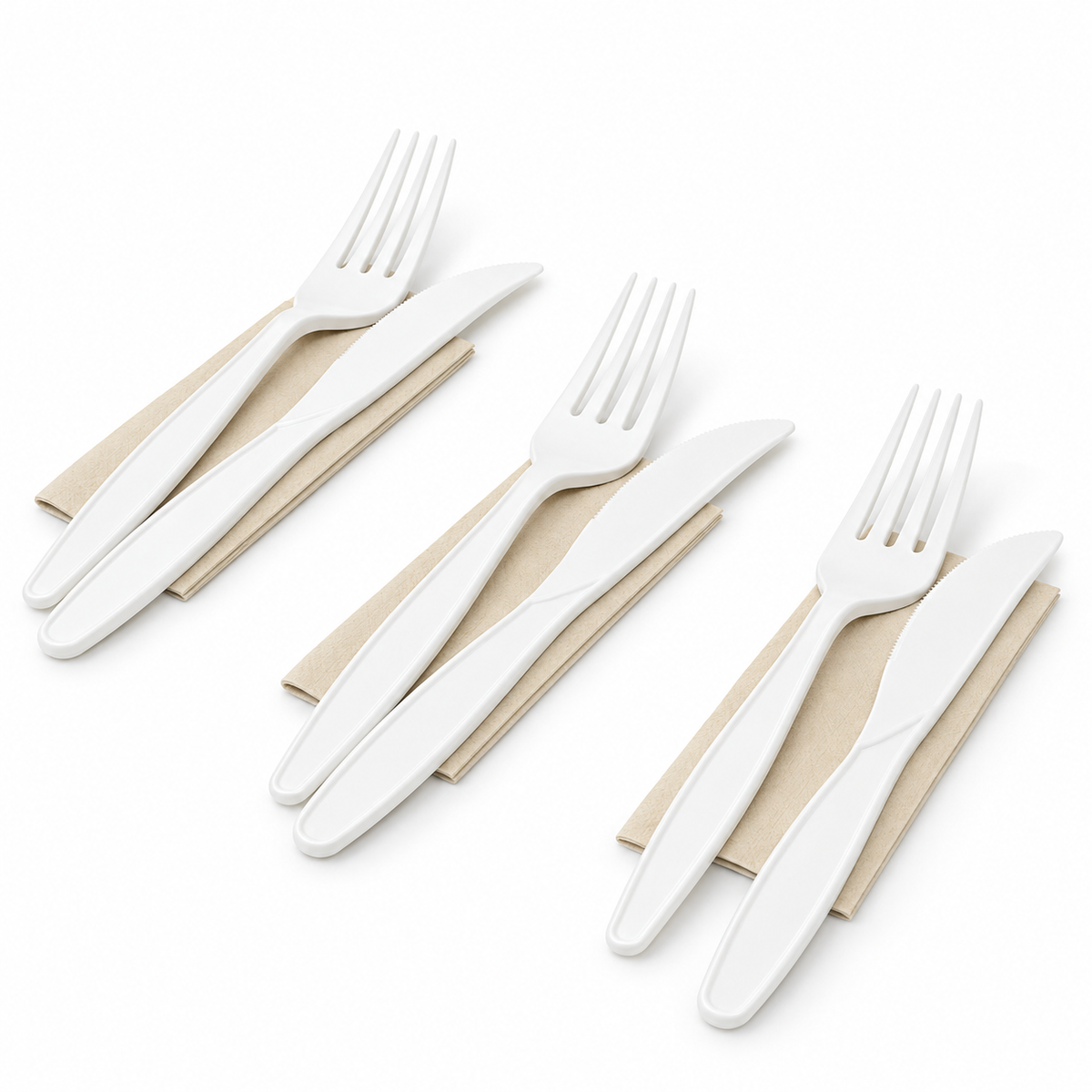 Set Tenedor + Cuchillo Fécula de Maíz Inecoware con Servilleta Paquete x 25 un.
