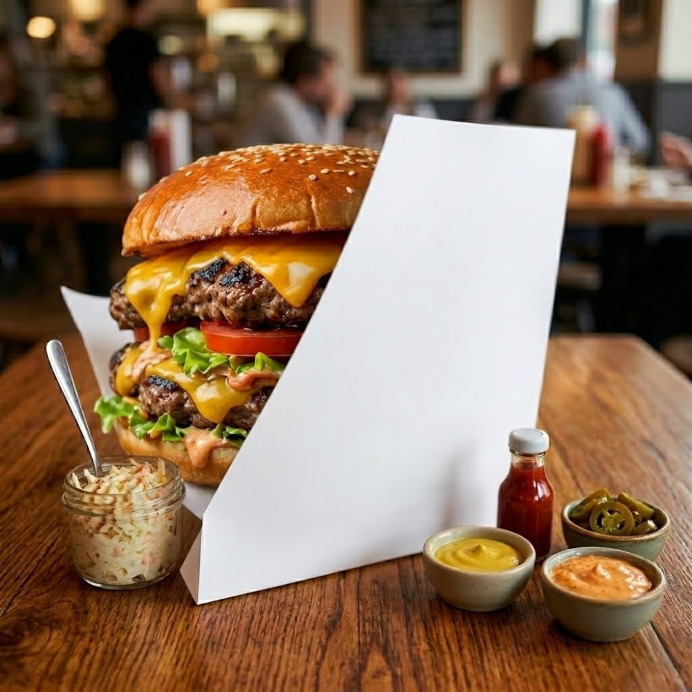 Sobre de Papel Plastificado Blanco Para Hamburguesa 6 X 6  Paquete X 25un.