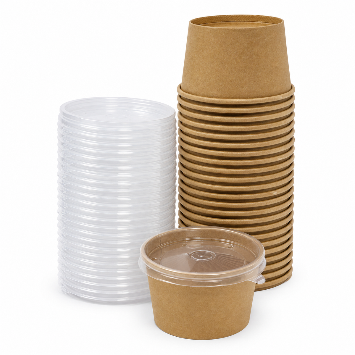 Sopero Bowl Kraft 8 oz con Tapa Pet Paquete x 25 un.