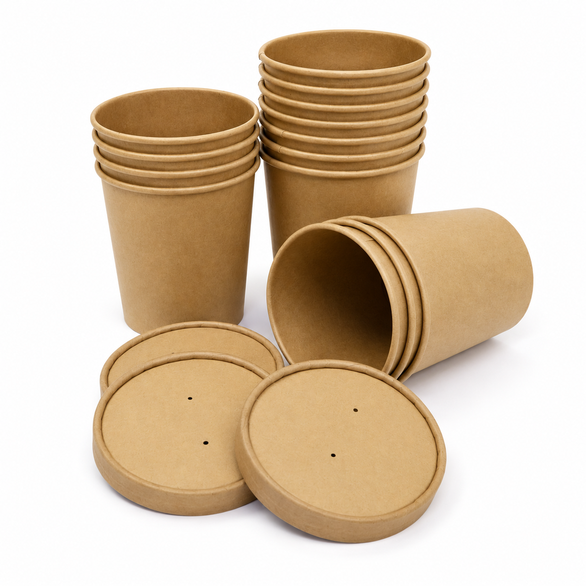 Sopero Bowl Kraft 8 oz con Tapa de Carton Paquete x 25 un.