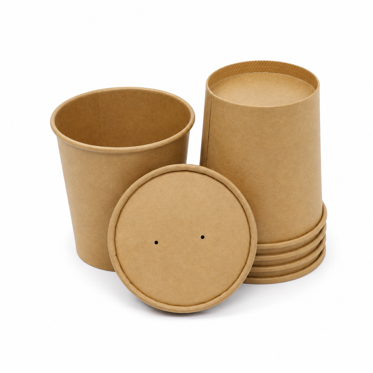 Sopero Bowl Kraft 8 oz con Tapa de Carton Paquete x 25 un.