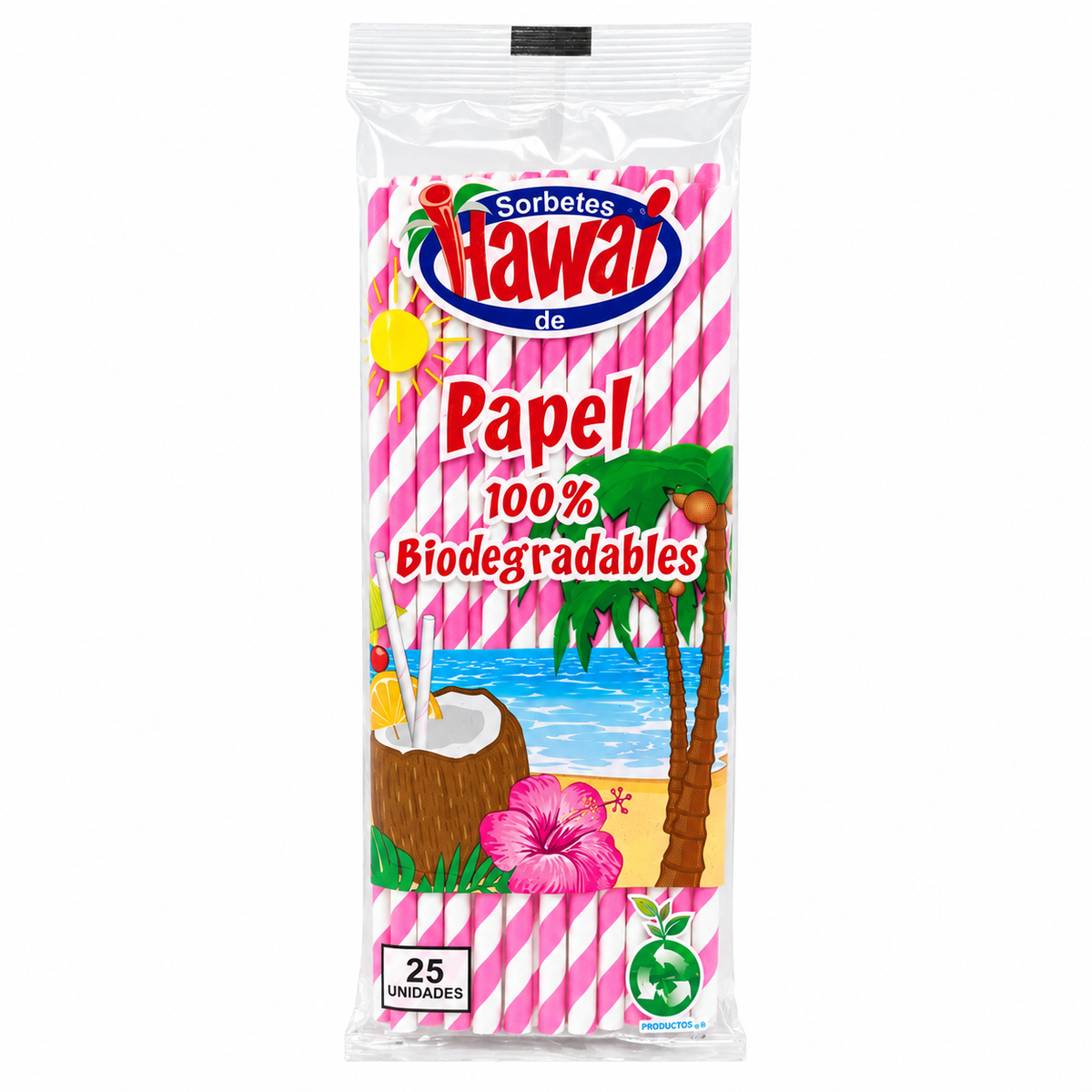 Sorbetes de Papel  Hawai  Colores 6 mm x 21 cm Paquete x 25 un.