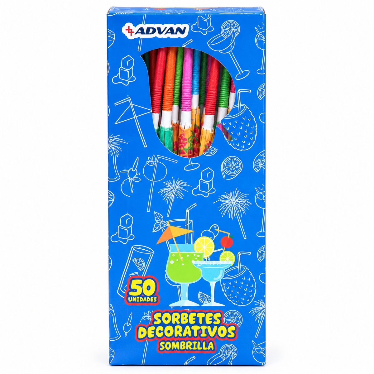 Sorbetes de Plásticos con Sombrillas a Colores Decorativos Paquete x 50 un.